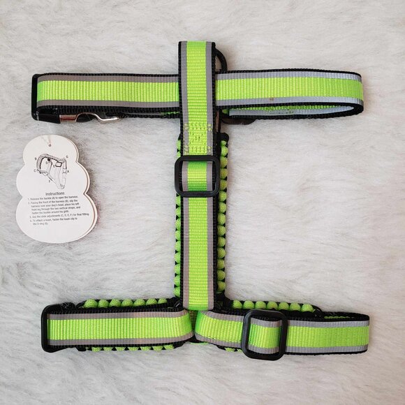 NEW! Medium KONG On the Go Green Black Adjustable Braided Reflective Dog Harness - Picture 7 of 12